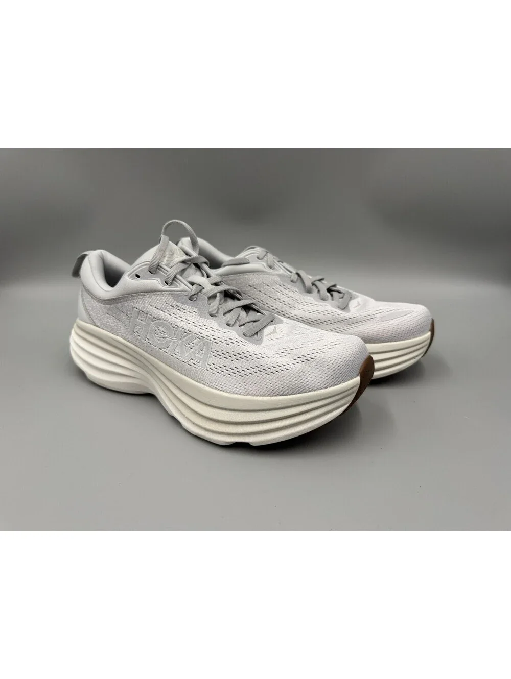 Women’s HOKA Bondi 8 Sneakers, Lunar Rock/Nimbus Cloud, Size 9.5B